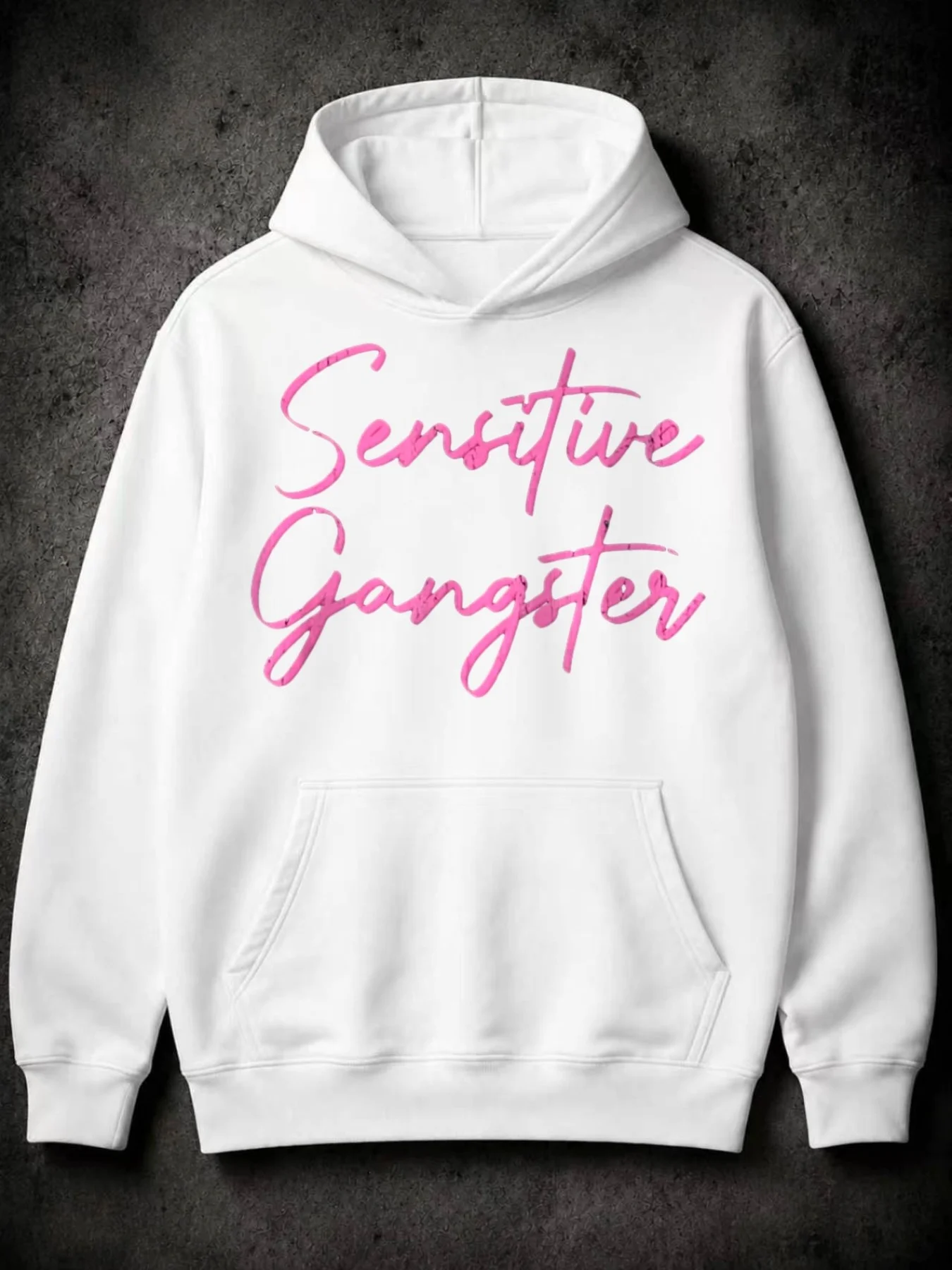 Men'S Hoodie, Sensitive Gangster Text Design, Casual Streetwear Seasonal Wear, Gift for Boyfriend Or Best Friend