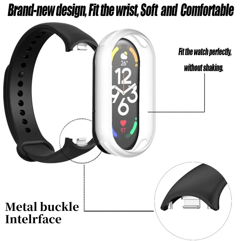 Soft Case+Silicone Strap Kit For Xiaomi Band 11 10 9 8 Anti-fall Protective Soft Shell For Mi Band 11 Bracelet Sports Wristband - view 2
