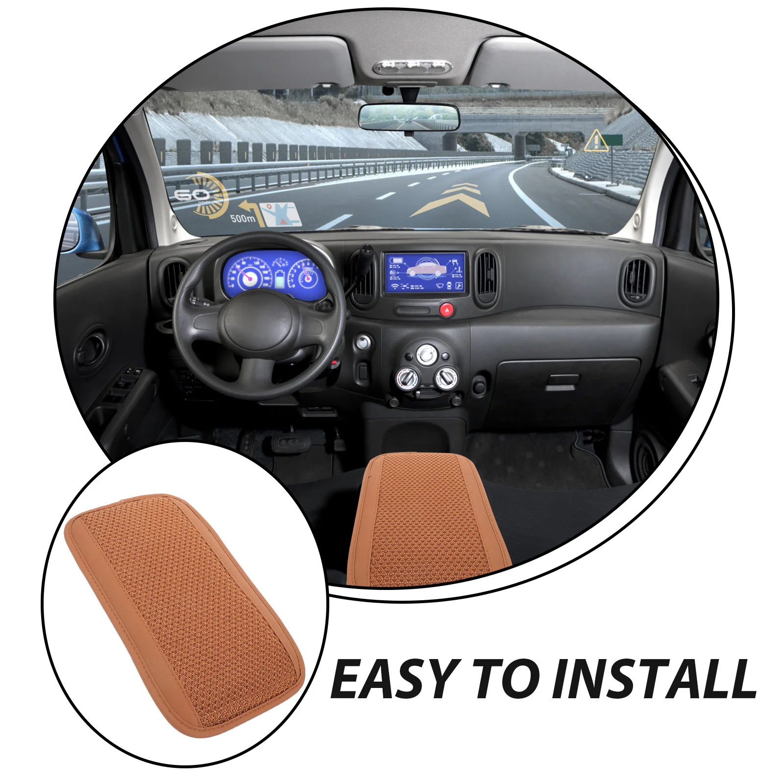 

Car Armrest Cushion Breathable All-Season Heightened Comfort Storage Function Fashion Luxury Auto Console Cover Vehicle