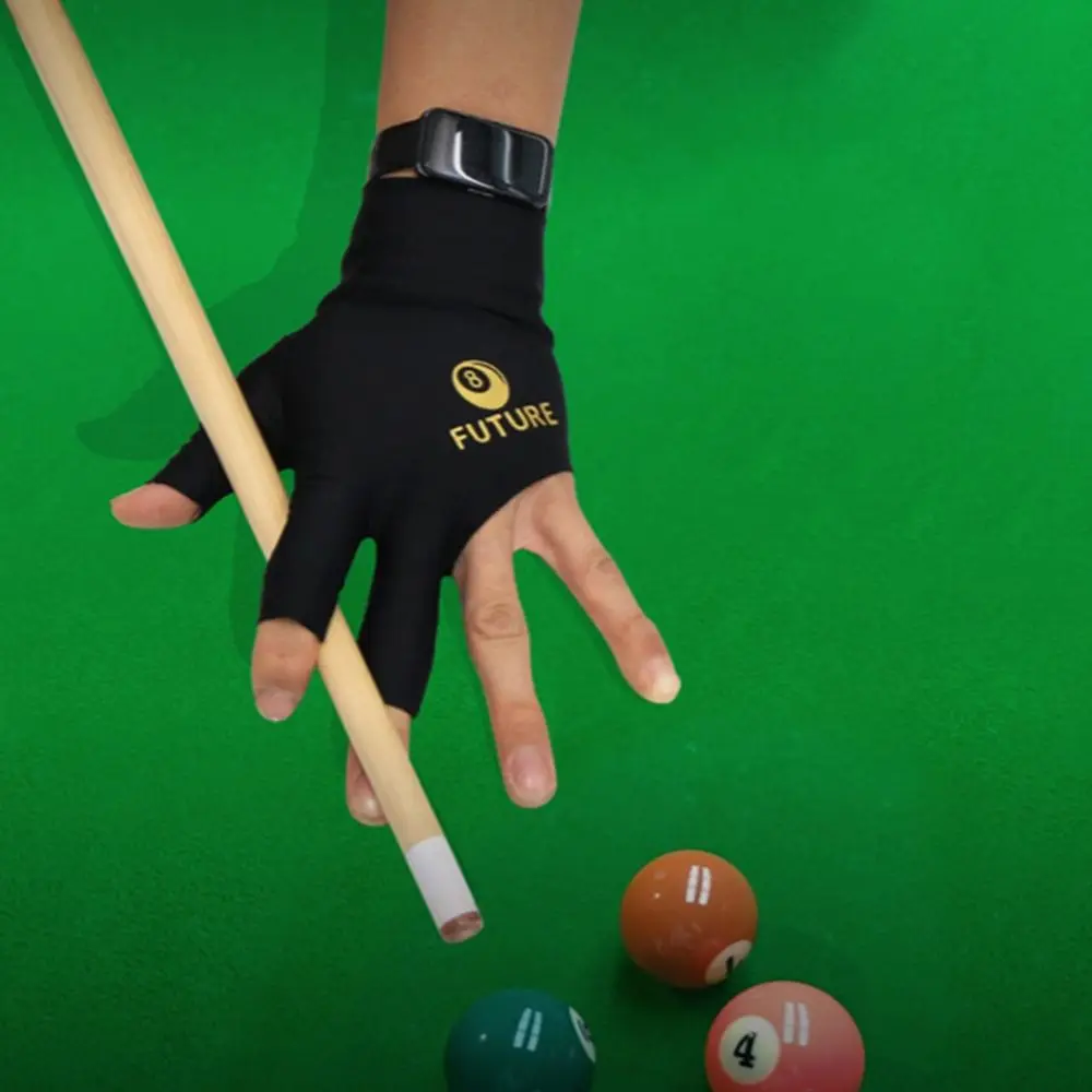 Moda mão esquerda luva de bilhar elástico respirável luvas de treinamento de bilhar antiderrapante três dedos luva acessórios de bilhar