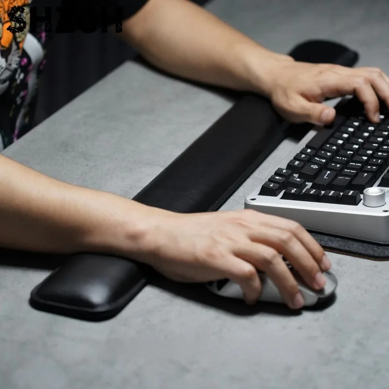 Leather Memory Foam Wrist Rest Pad Ergonomic Keyboard Carpal Tunnel Relief Office Gaming Mat Non-Slip Typing Comfort Cushion