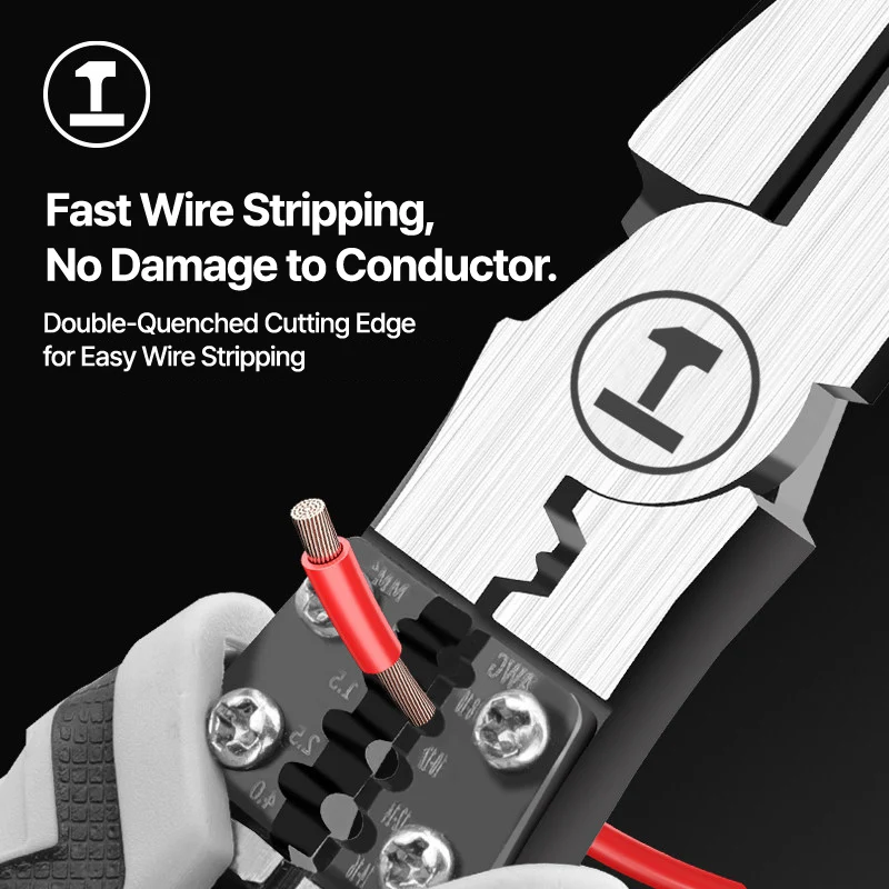 GREENER Heavy Duty Wire Stripper Pliers CR-V Steel Crimping Cutting Multi Tool Self Adjusting For Industrial Electrical Repair