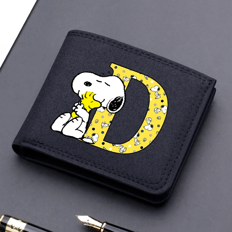 Snoopile-Portefeuille Pliant Noir Imprimé Chien de Dessin Animé, Porte-Cartes en Toile, Porte-Monnaie Mignon, Cadeaux pour Enfants