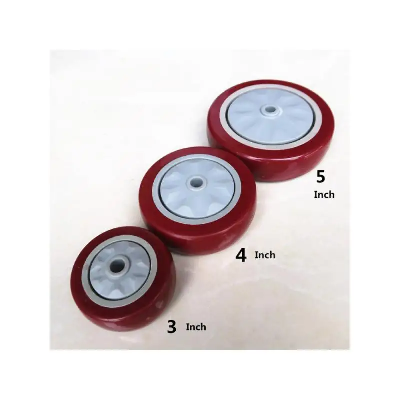 

1 Pcs 3 Inch Caster Red Medium Single Wheel Polyurethane Silent Flat Driver Cart