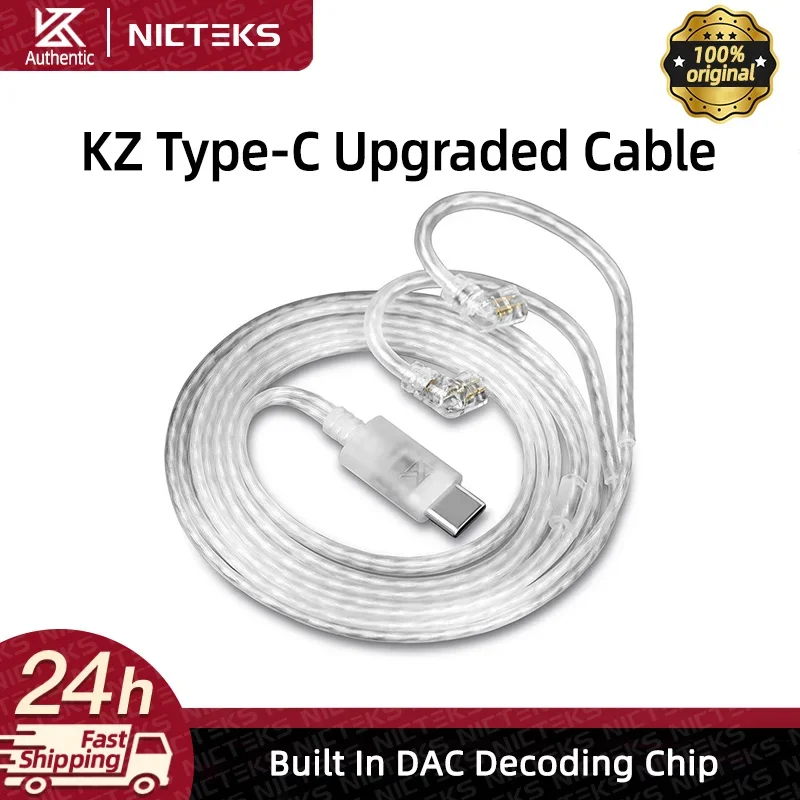 KZ Headphones Type C 2pin Cable Silver Plated Pin Earphone Cable Upgrade Cable 0.75MM For KZ ZSN EDX PRO Castor AS16 ZS10 PRO X