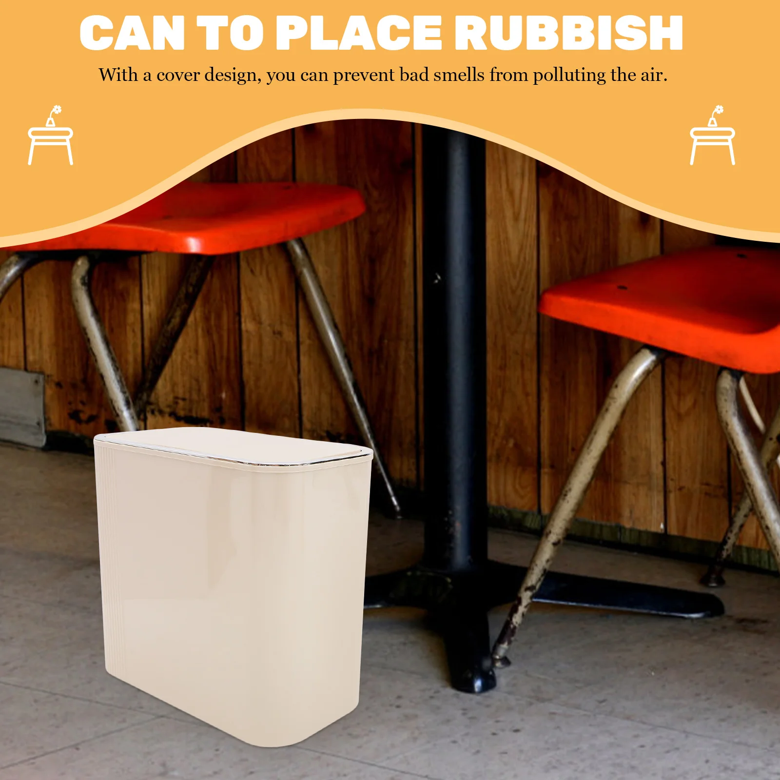 

Slim Trash Can Household Garbage Bucket Lid for Kitchen Bathroom Living Room Mirror Cover Easy Clean Space Saving