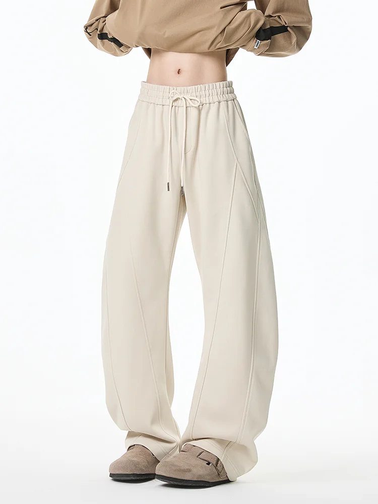 

Khaki Wide Leg Men's Spring Autumn Straight Leg Pants Trousers Design Patchwork American Scythe Pants Casual Faion Brand