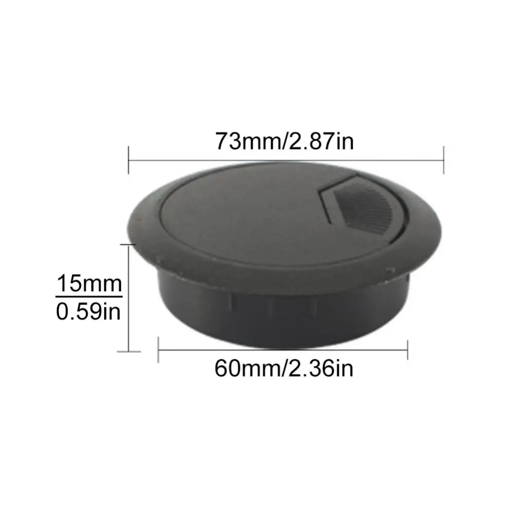 Black Plastic Round Junction Box Universal for Office Home Computer Desks