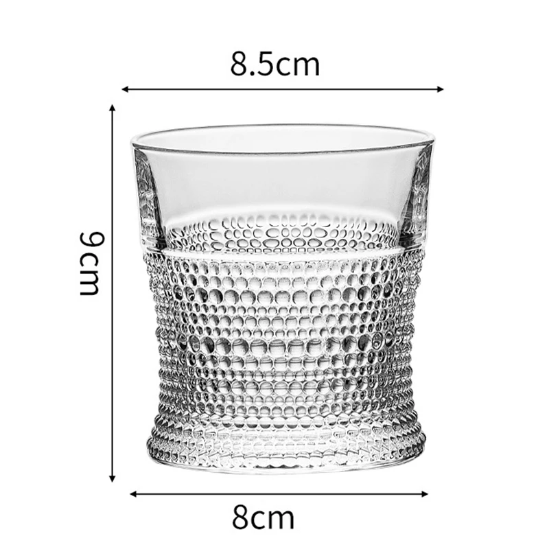 300ml Whiskey Glassses Thickened Drinkware Restaurant Glass Pearl Dot Pattern Embossed Ice Coffee Cup Soda Water Cup Juice Cups