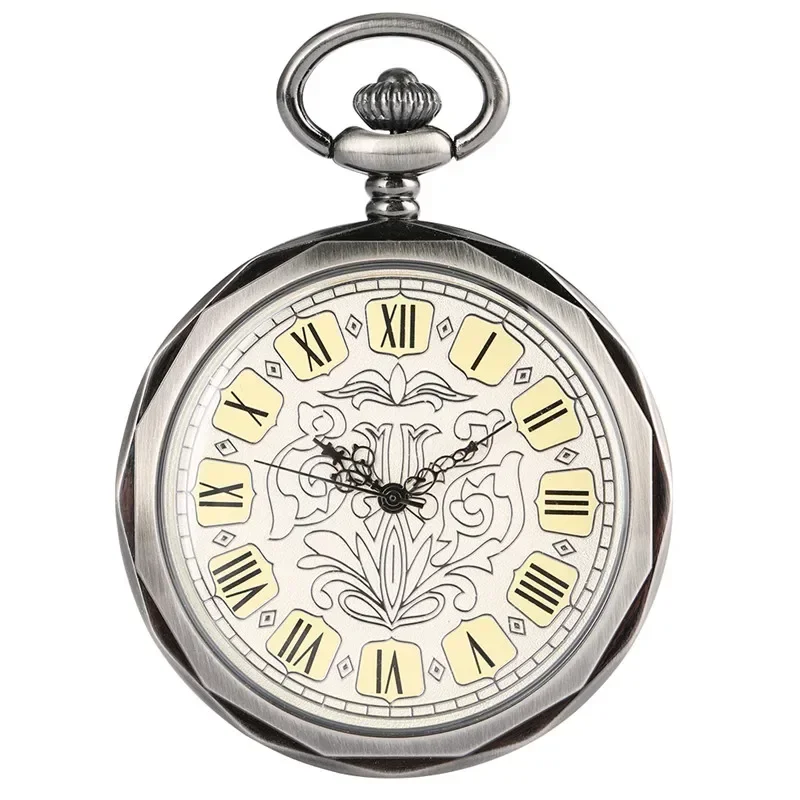 Antique Hand Winding Mechanical Pocket Watch Antique Open Face Roman Numerals Transparent Skeleton Vintage FOB Chain Men Gift