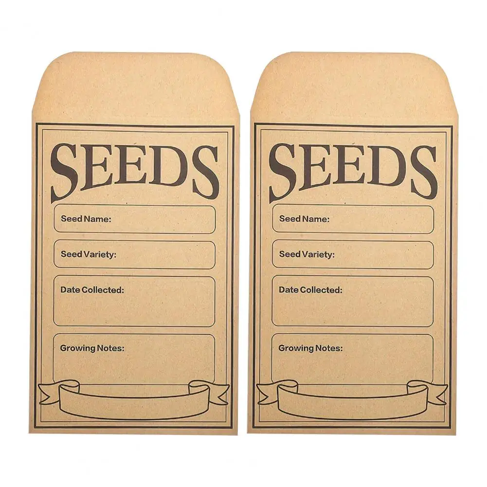 Seeds Storage Bags Brown Kraft Seeds Bags 50pcs Kraft Paper Seeds Storage Envelopes with Transparent Window for Flowers for Home