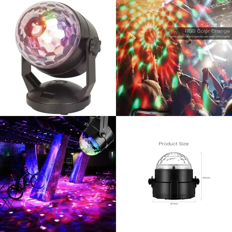 for New Design LED Crystal Ball Party Disco Strobe Light RGB Wireless Music Bulb DJ Stage Light