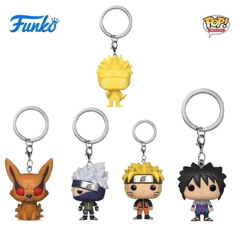 Nuevo Funko Pop Original Anime dibujos animados Naruto Kakashi Sasuke nueve Lamastoy figuras colección modelo juguetes regalos de cumpleaños llavero