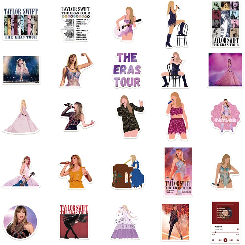 50PCS Taylor Swift Graffiti Stickers Singer Star Tour Concerts Image Water Cup/computer Party Waterproof Sticker