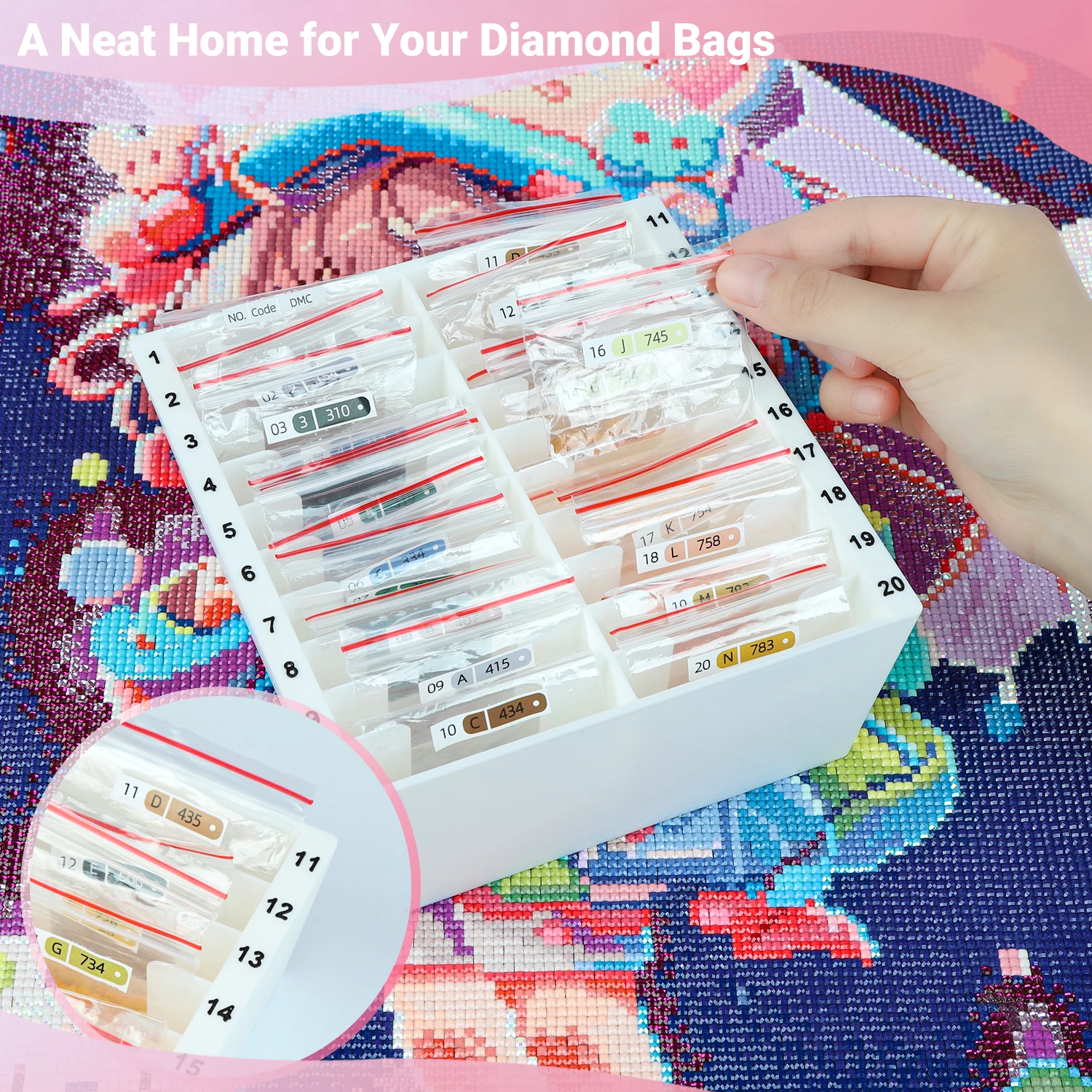 

Forever Young Diamond Painting Drill Bag Storage Box Diamond Art Ziplock Bags Storage Diamond Painting Tools with number