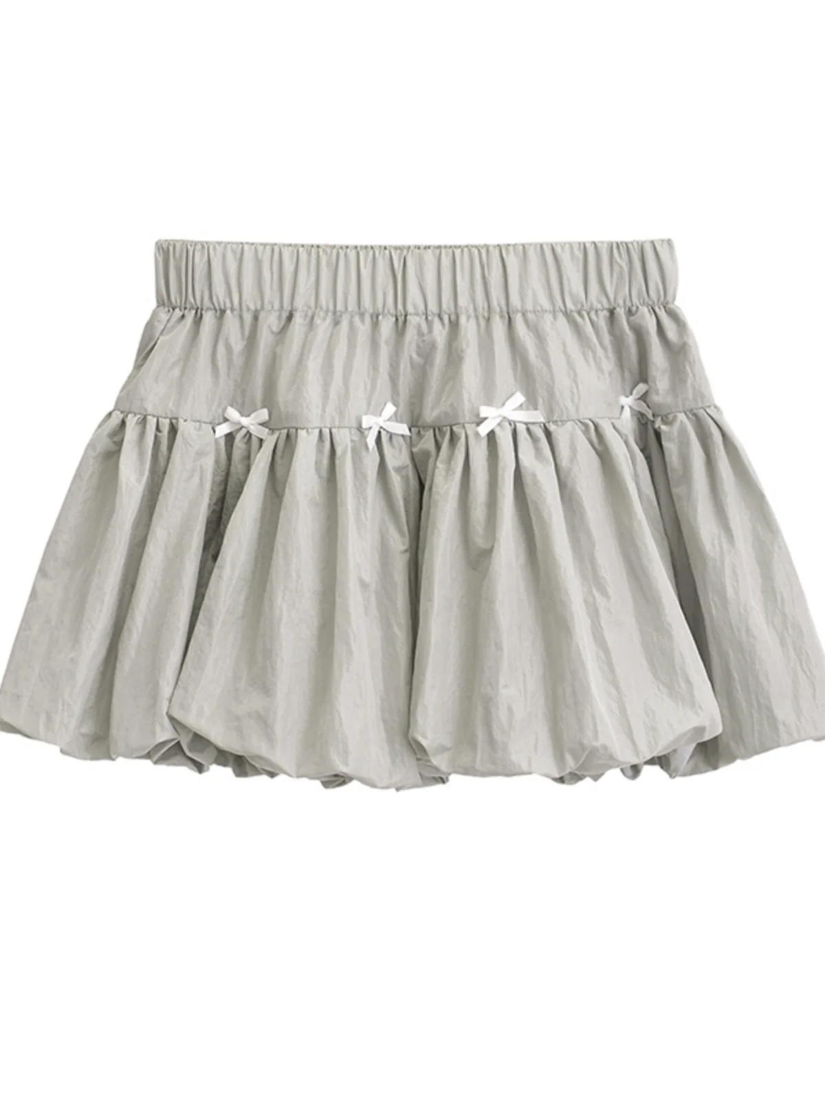 

American Retro Bloomer ort Skirt Women's Qui Dry Elastic Waist Knot Decoration Anti-Light Puffy f-length Skirt