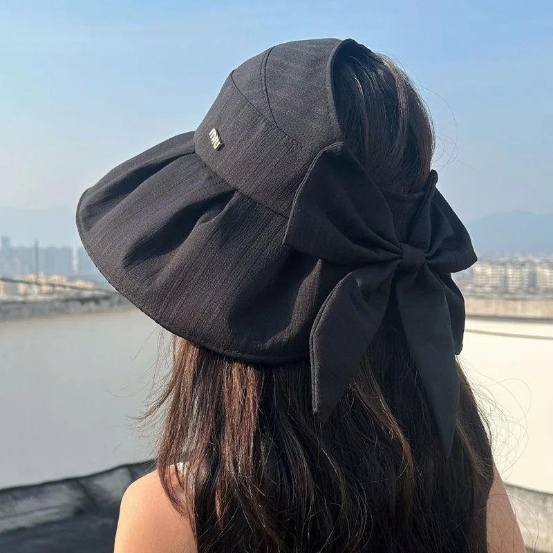 Benutzerdefinierte Koreanischen Stil Sommer Hut Frauen Faltig Bowknot Fischer Hut Reise Faltbare Outdoor Hut Neue