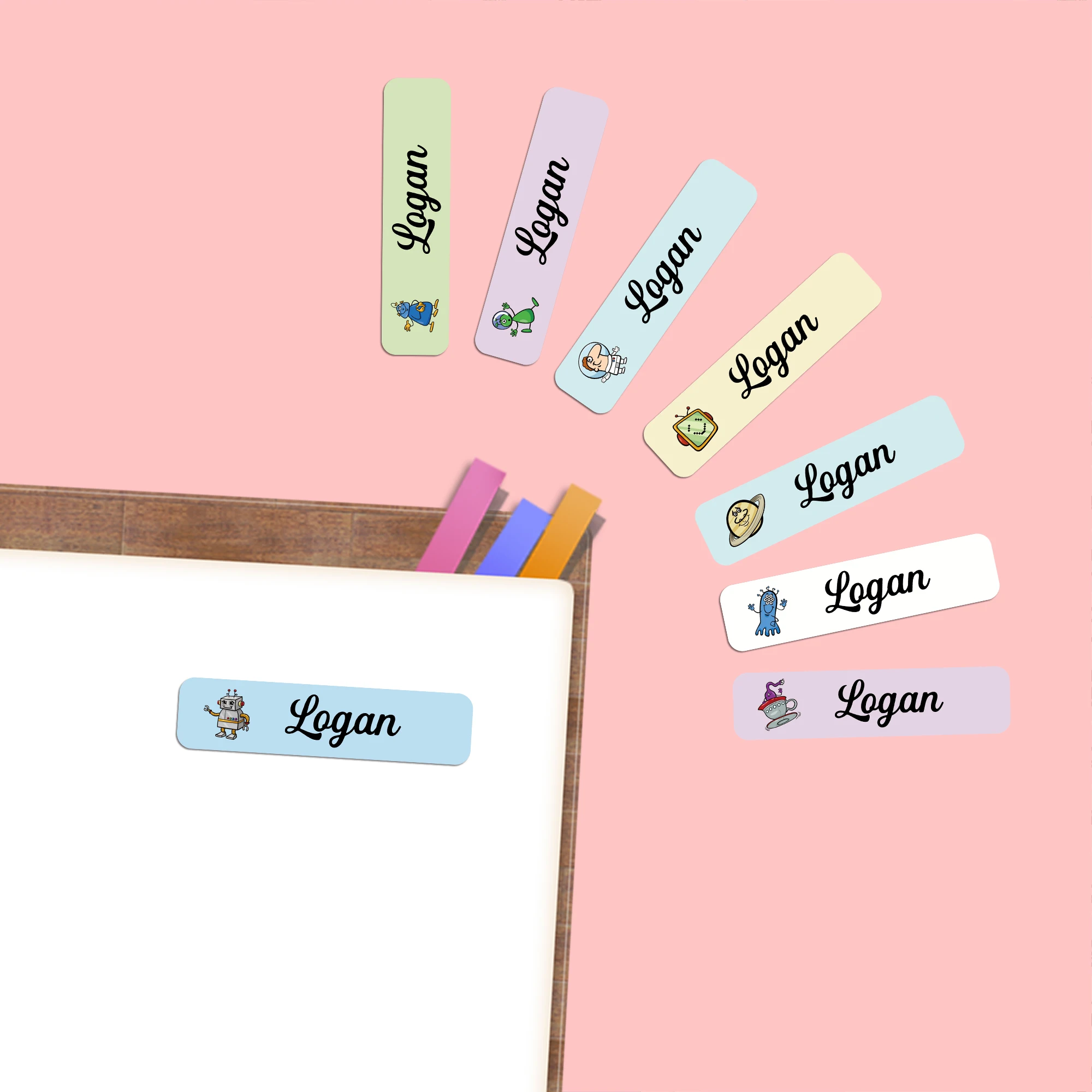 علامات اسم شخصية الغريبة حفلة عيد ميلاد زينة زجاجة تسمية ملصقات مقاومة للماء للأطفال لوازم حفلات استحمام الطفل #4