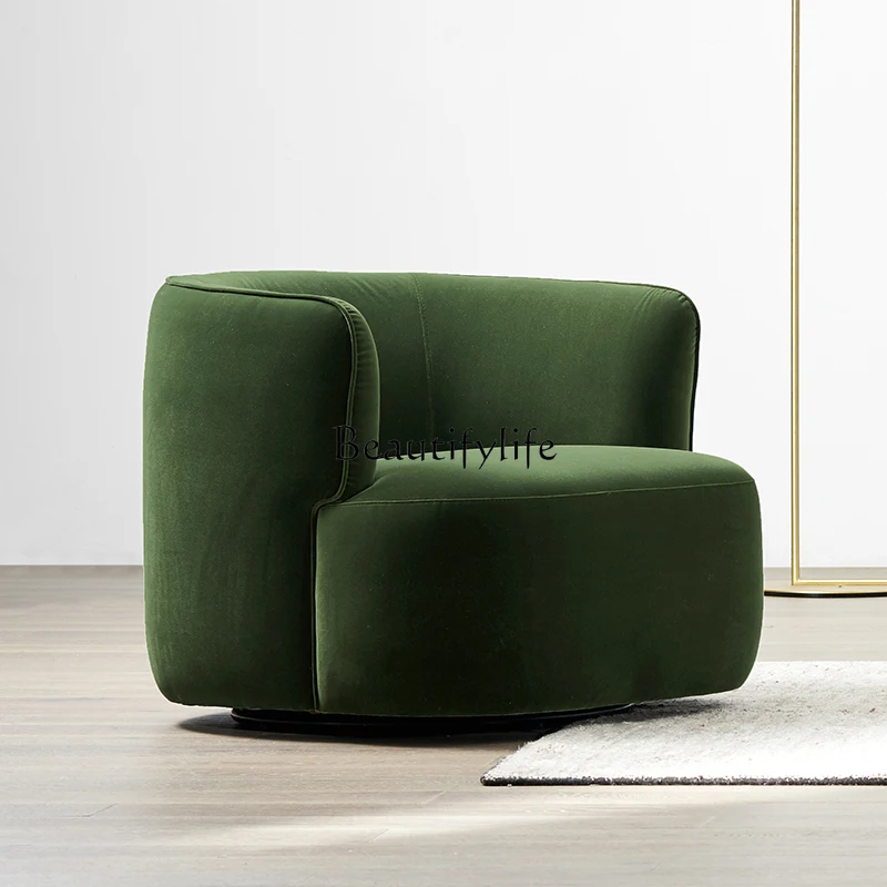 

Retro Single-Seat Sofa Chair Modern Simple Rotating Dark Green Leisure Chair Balcony Armchair