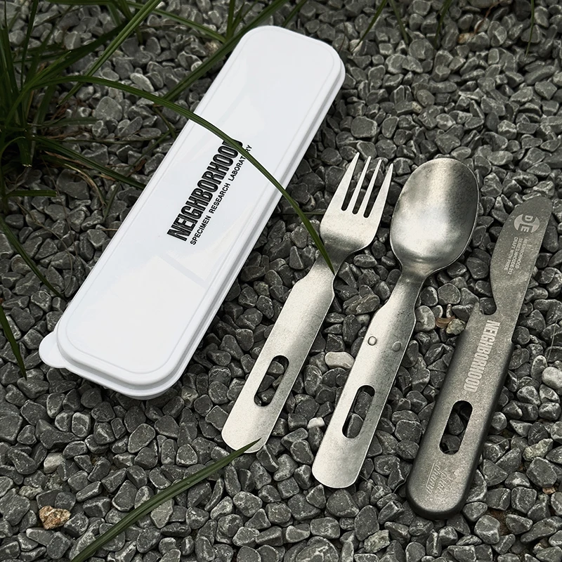 NBHD Outdoor Three in One Tableware Multifunctional Fruit Knife and Fork Travel Set Portable Meal Spoon Camping