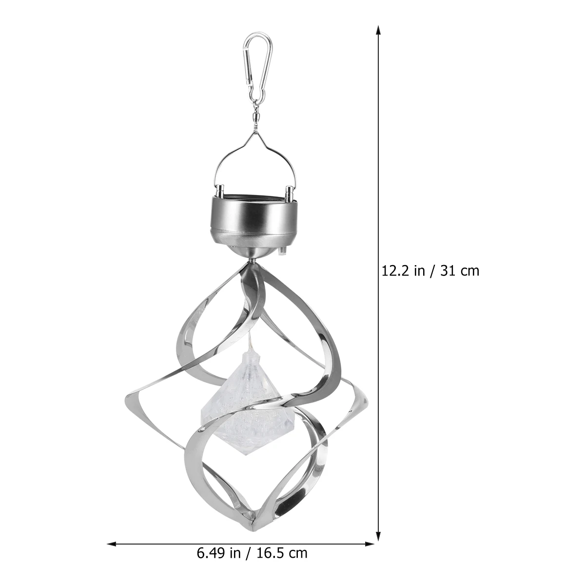 

Wind Chime Light Spiral LED Lamp Solar Powered Hanging Decor Automatic Sensor Night Silver Outdoor Home Accessories Rotating