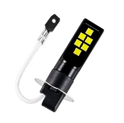 2Pcs Car H3 LED Fog Lights Upgrade 3030 Chips Auto Front Fog Lamp Daytime Running Light White 6000K Yellow 12V