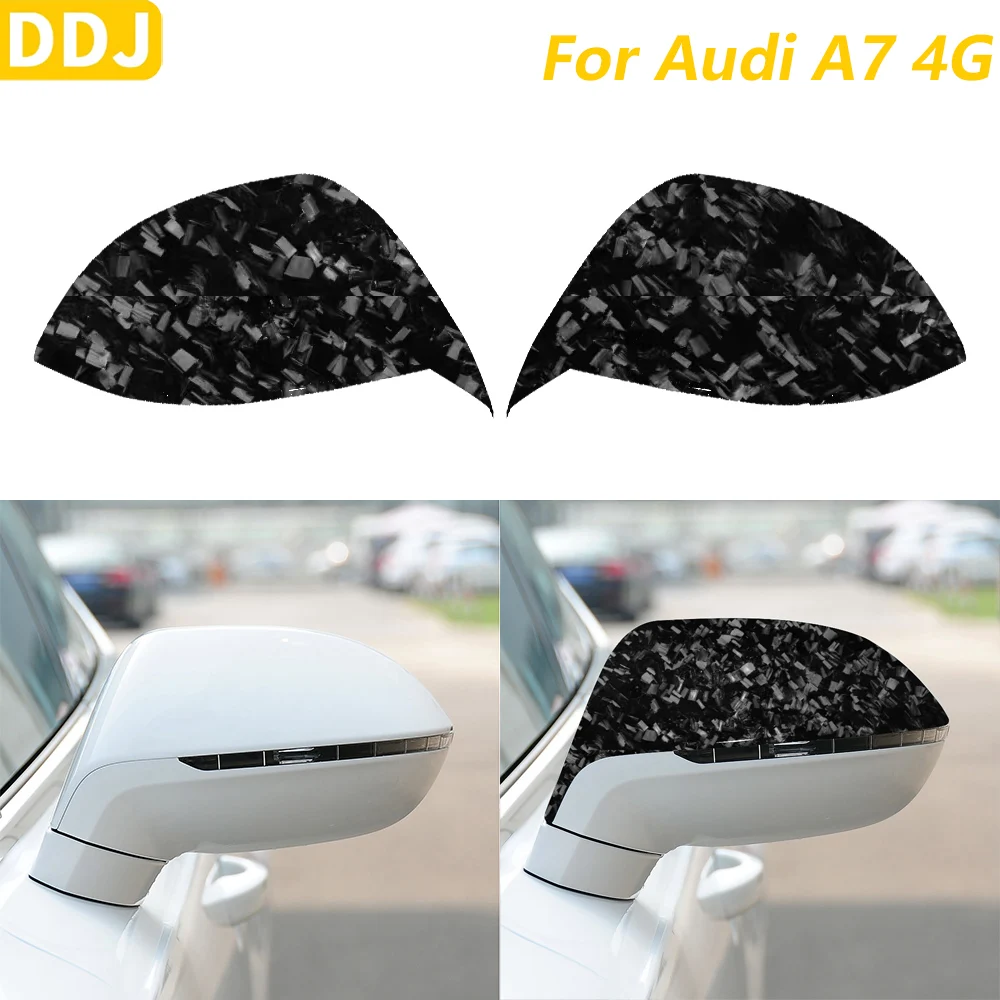 For Audi A7 4G 2010-2015 Car Accessories Modification Forged Carbon Fiber Rearview Mirror Housing Protective Cover Decoration