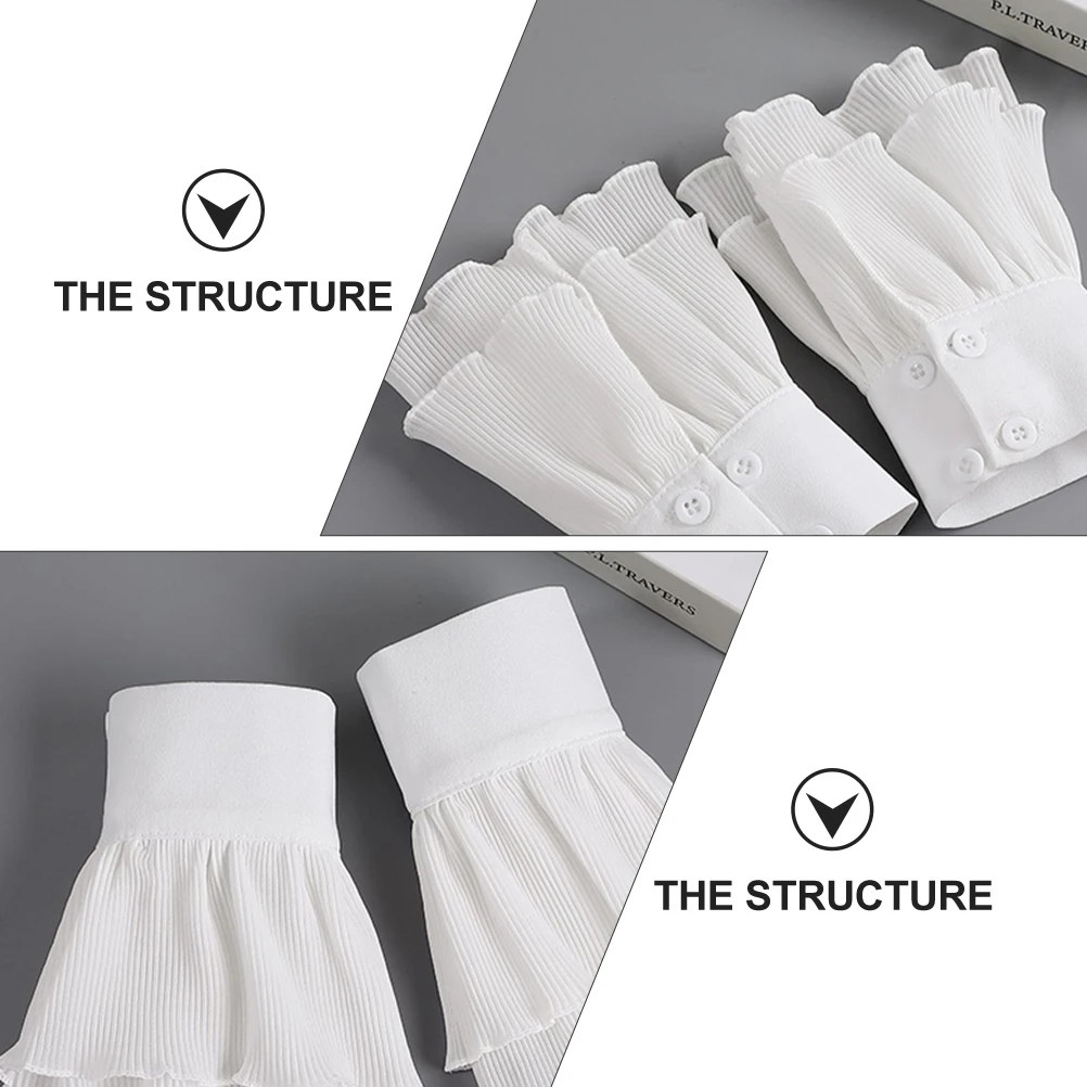 

1Pair Detachable Clothing Fake Cuffs Chiffon Decorative Wrist Cuffs Shirt Fake Sleeves Lightweight Comfortable Women Accessories