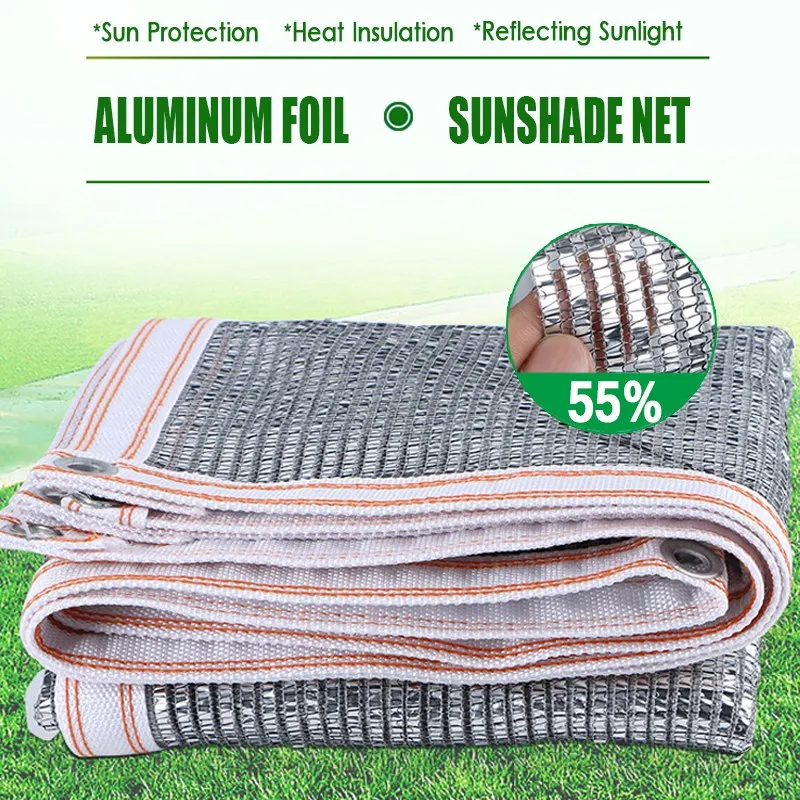 55% Shading Rate Aluminum Foil Sunshade Net Potted Greenhouse Mesh Succulent Plant Sun Shelter Anti-UV Sun Knitted Shade Sails