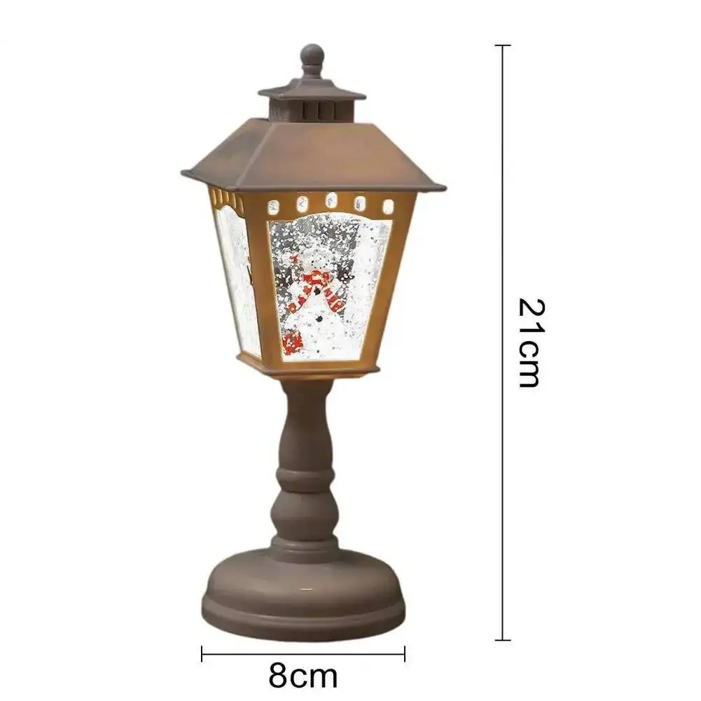 Snow Globe Candles Lamp Spooky Spinning Water Glittering Snowman Christmas Tree Night Light