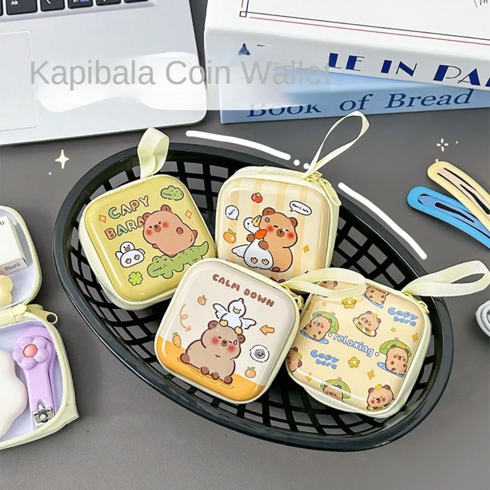 Waterproof Capybara Tinplate Zero Wallet Creative Portable Cartoon Tinplate Coin Purse Zipper Animal Capybara Earphone Bag