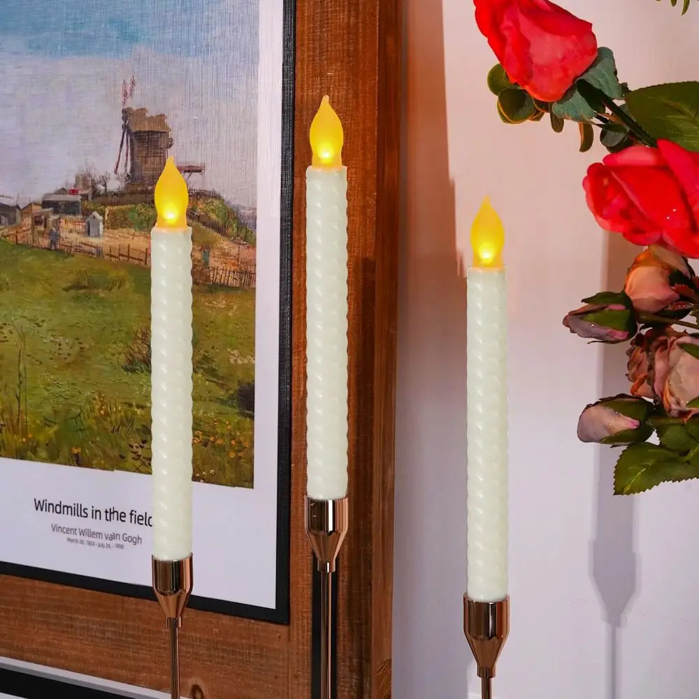 Simulation LED Taper Spiral Pattern Flameless LED Candles Light Electronic Battery Powered Long Rod Candle Light Party