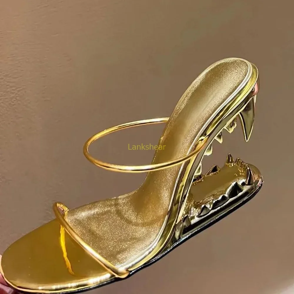 

Strange Style Cross Tied Sandal Slippers Sexy Round Toe Patent Leather Slip On Arrivals Fashion Women Runway Shoes