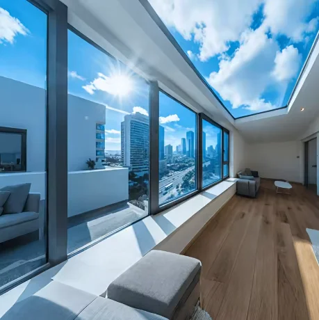 Silver Blue HD PET Heat Insulation One Way Vision Glass Film Roll Anti UV Privacy Tint DIY Install For House And Office Building