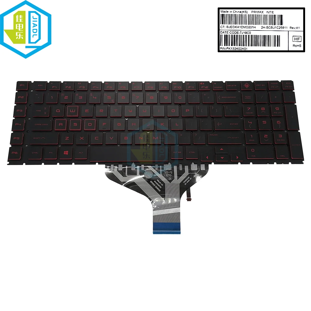 Imagem -04 - Teclado Retroiluminado Rgb Colorido dos Eua Teclados Portáteis Ingleses Luz de Fundo para hp Omen Plus 17-cb 17-cb0020nr 17-cb1038ur Pk132k01b01