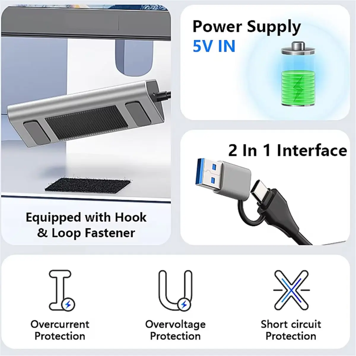 USB3.2 10Gbps 5 Ports HUB with TF/SD Card Reader USB-C & USB-A Ports USB Hub Type C Splitter for Expansion Dock