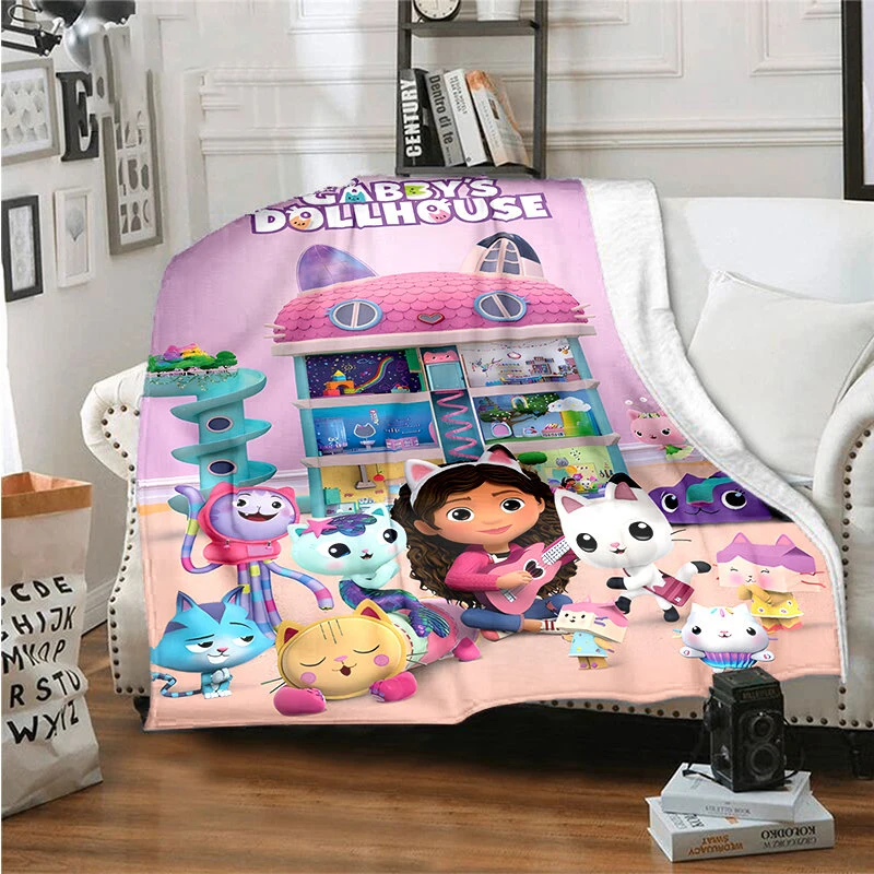 Cartoon Gabby Dollhouse Soft Plush Blanket, Flannel Blanket Throw Blanket for Living Room Bedroom Bed Sofa Picnic Cover