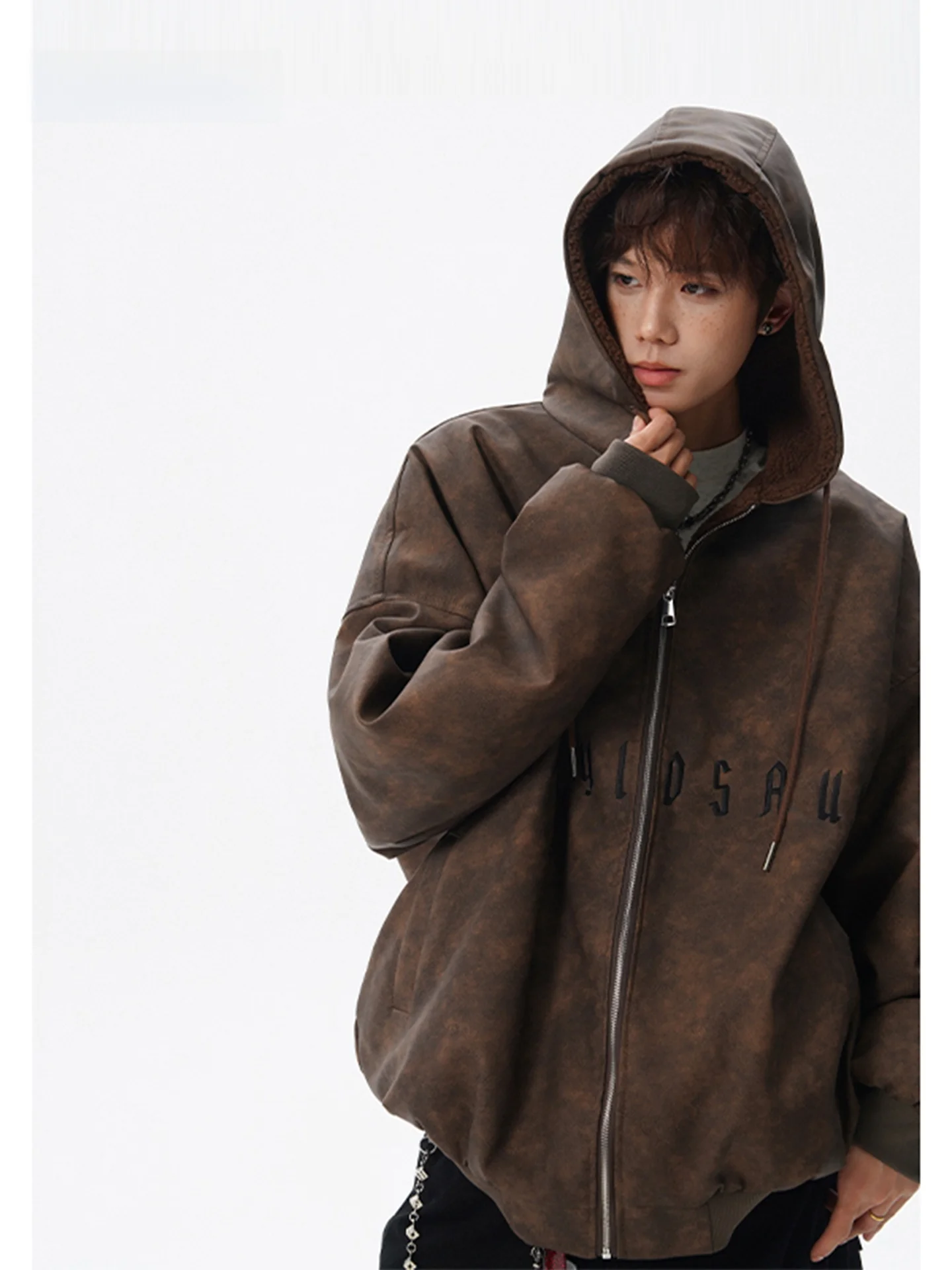 

Утепленная хлопковая куртка с вышитыми буквами, мужская зимняя теплая рабочая одежда с капюшоном, из полиэфирного волокна, с длинными рукавами, на молнии