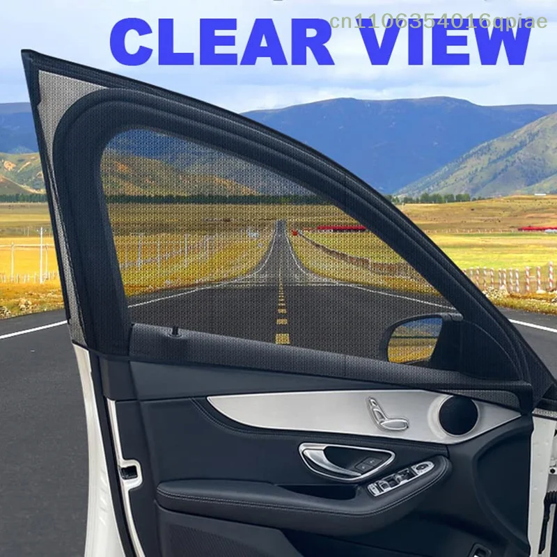 （Summer4）4 Pcs Car Window Shades, Stretchy Mesh Front Rear Side Window Sun Shades For Heat Block UV Protection