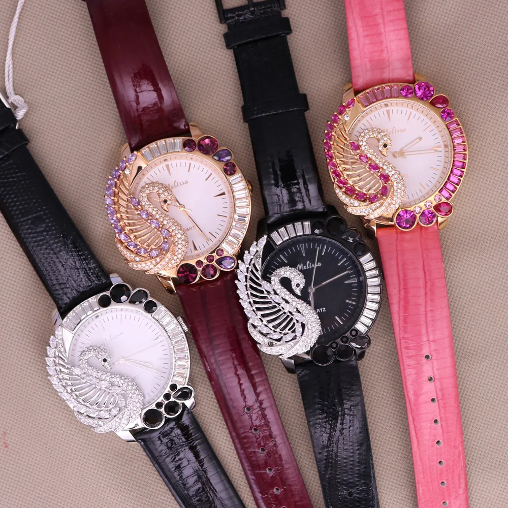 Vaisselle!!! Melissa fzCrystal-Montre en cuir pour femme, bracelet Mov\'t, vieux types, mode japonaise, heures, cadeau pour fille, pas de boîte,