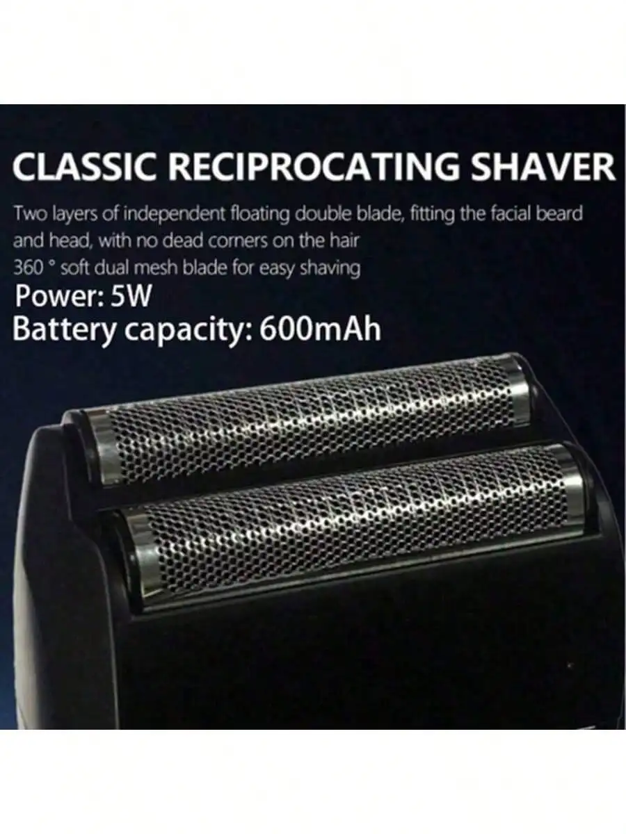 ماكينة حلاقة للشعر 2026 ذات شفرات مزدوجة ماكينة حلاقة كهربائية للرجال ماكينة حلاقة برأس أصلع مغلقة ، قابلة لإعادة الشحن #2