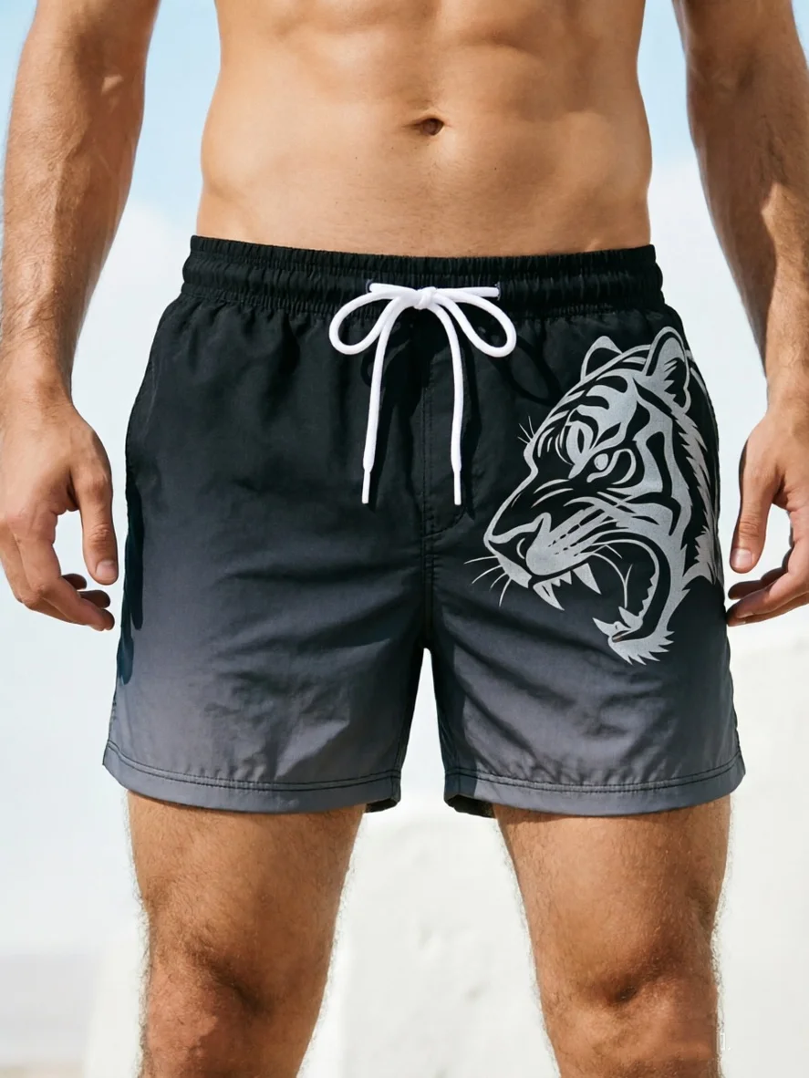 

Новые модные молодежные популярные спортивные шорты-бриджи для мужчин: тонкие, свободные, для пляжного отдыха, с принтом, повседневные