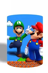 Fondo redondo de Super Mario Bros, fondo de princesa melocotón, cubierta de cilindro de Mario Luigi, decoración de cumpleaños para niño, accesorio para fotografía
