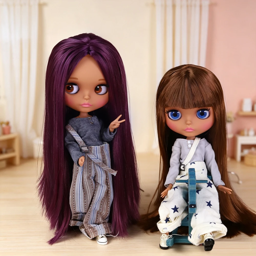 ICY DBS Blyth Doll JOINT Body Chocolate Dark Skin Matte Face Carved Lips 1/6 BJD Ob24 Anime Azone M
