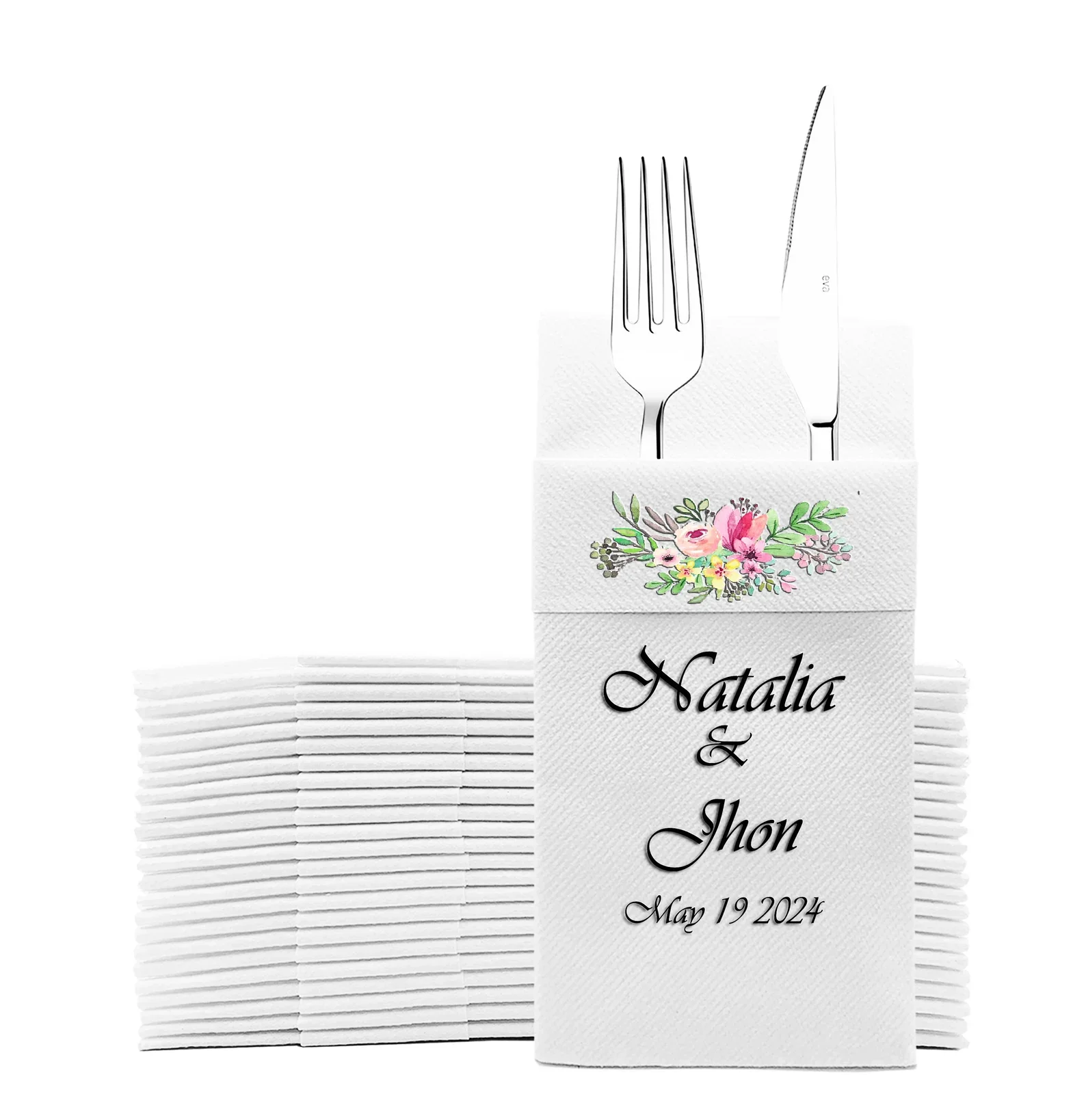 

50pcs Personalized Print wedding for reception Napkins Or Hand Towels , Perfect Size Linen-Like Handmade Disposable, Birthday or