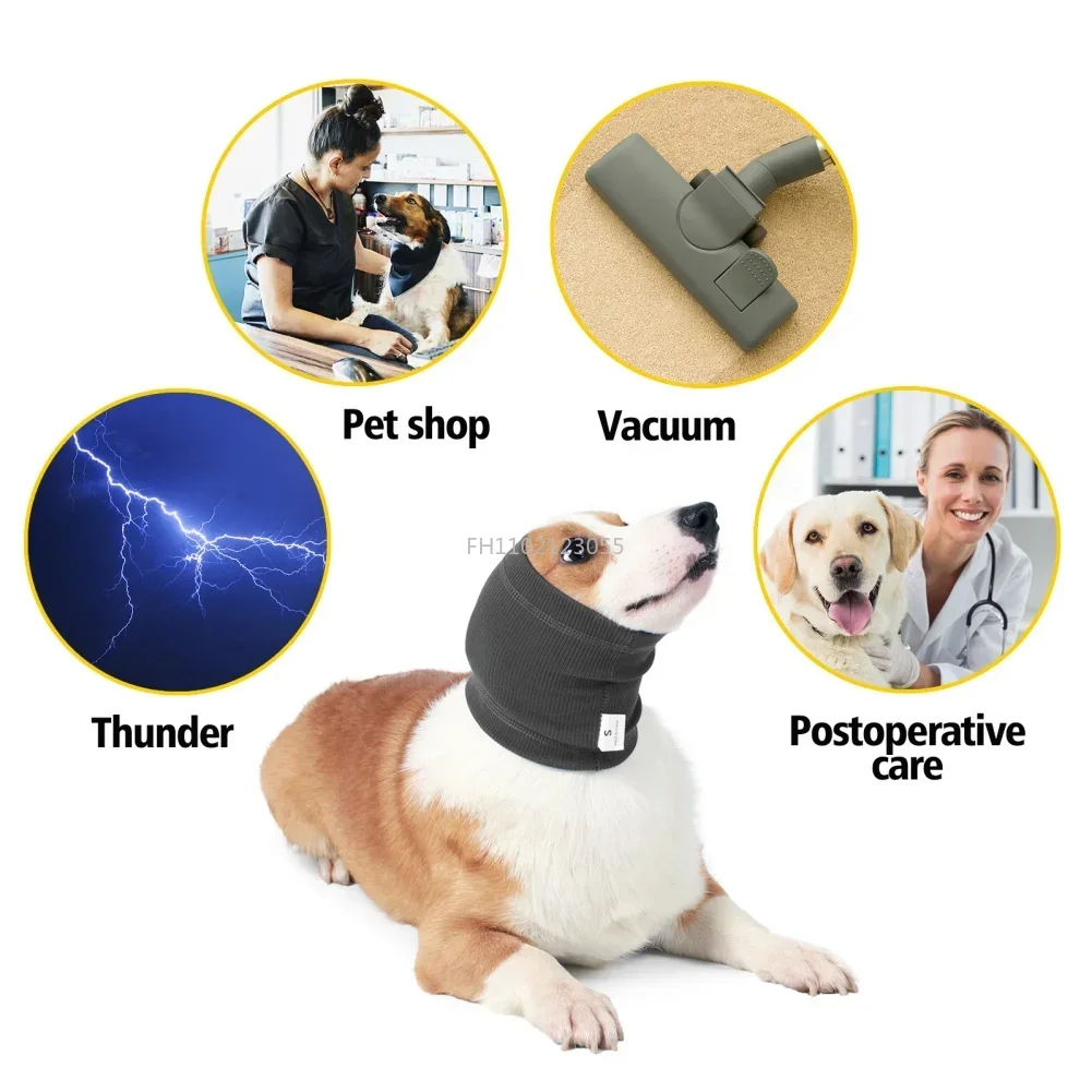 Dog Grooming Earmuff Warm Headband Ear Cover Neck Hat Noise Cancel Soundproof Anxiety Pet Bath Quiet Dry HeadSleeve Dog Supplies