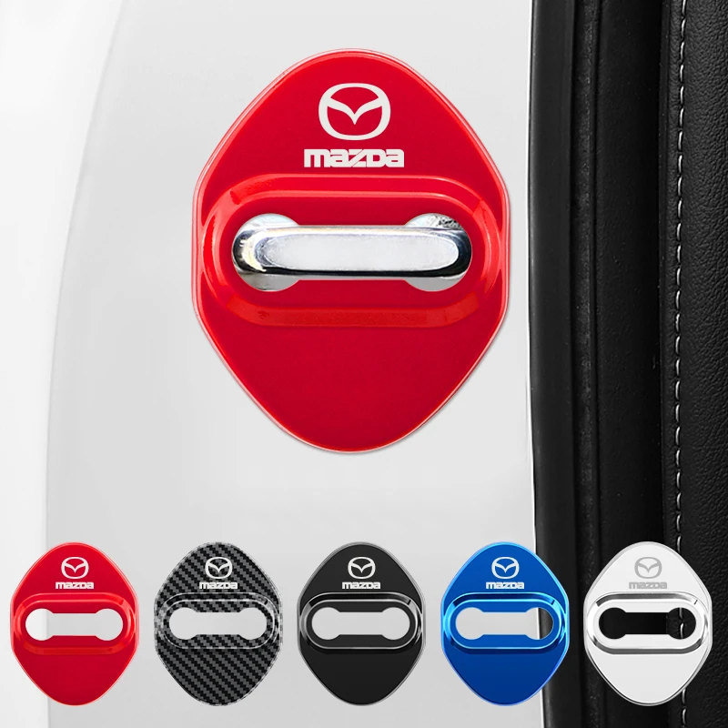 4 Stück Auto-Styling Türschloss-Schutzabdeckungen Aufkleber Zubehör Hülle für Mazda 2 Mazda 3 M6 M3 Speed Ms CX-3 CX-5 Emblem – Detail 1