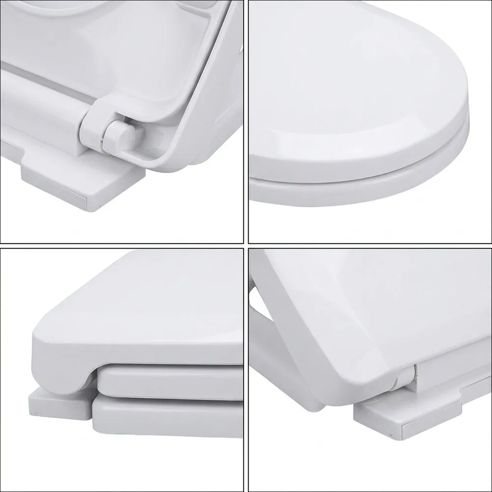 PP Toilet Seat Cover with Soft Close Hinge for Standard Round and Elongated Toilets Adjustable Fit Quick Drop Design