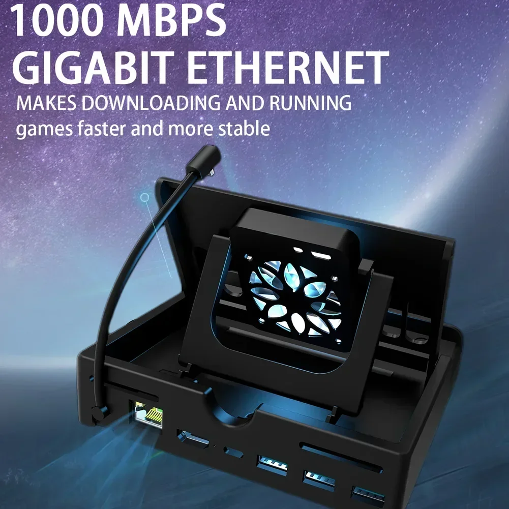 

Док-станция для игровой консоли для Nintendo Switch2, охлаждающий вентилятор 4K при 60 Гц и концентратор USB 3.0, многофункциональная док-станция расширения