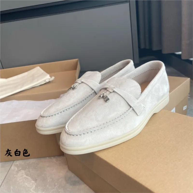 Loafer shoes women soft sole tassel cashmere casual flat shoes 2024 spring summer autumn new comfortable slip-on shoes